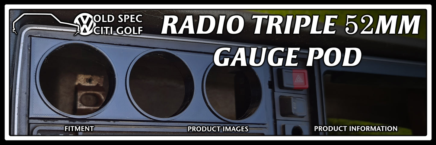 VWMK1 Old Spec - Radio Triple Gauge Pod